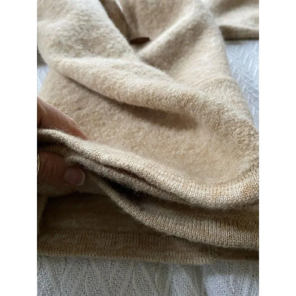 Vintage Russ Women's Wool Sweater Sz S Neutral Wood Buttons Cardigan Minimalist - Picture 15 of 15